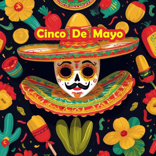 Vibrante Cinco de Mayo Celebração Ilustração Festiva Fundo mexicano