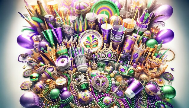 Vibrante colección de celebración del Mardi Gras desbordada de espíritu festivo