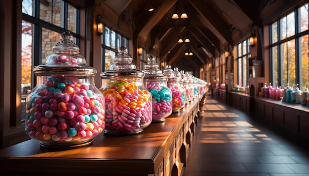 Foto una vibrante colección de comida dulce y dulces en una mesa generada por la ia