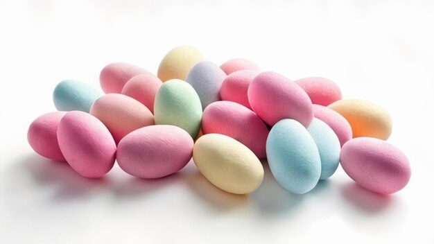 Una vibrante colección de huevos de colores pastel
