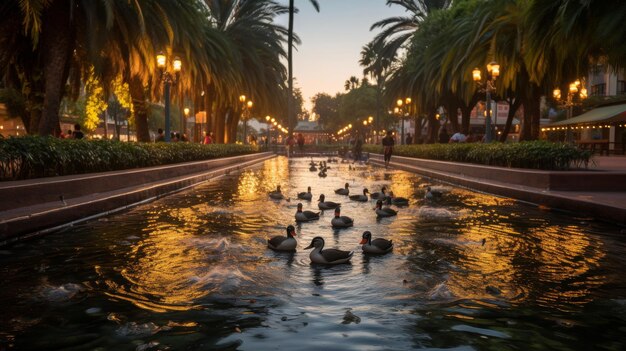 Foto una vibrante colección de patos nadando felices juntos en las aguas reflectantes