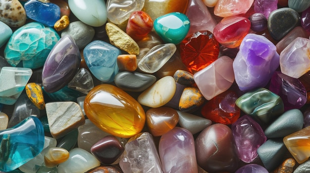 Una vibrante colección de piedras preciosas de varios colores