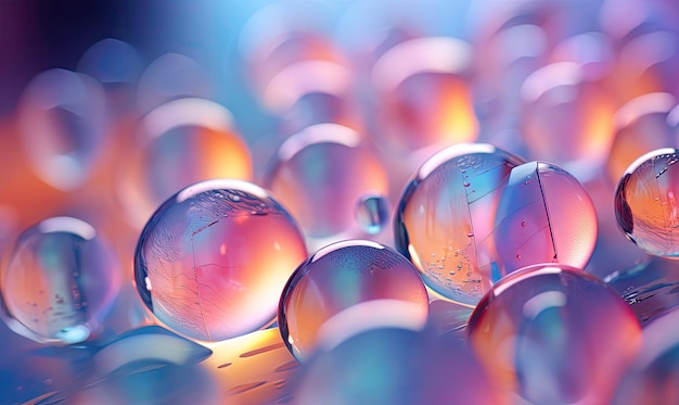 Vibrante composición de primer plano de coloridas burbujas de vidrio. Creado con herramientas generativas de IA.