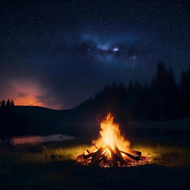 Foto una vibrante escena de acampada de verano