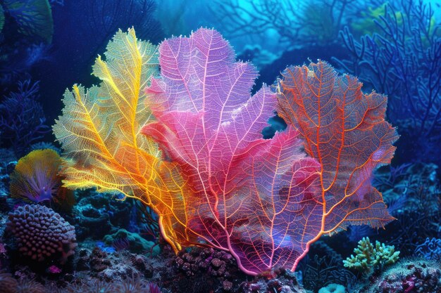 Foto una vibrante escena de arrecife de coral perfecta para diseños de temática marina