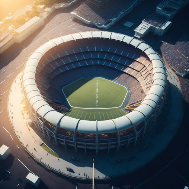 vibrante estádio de futebol vista frontal poderoso cinematográfico