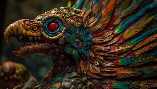 Vibrante estatua de pavo real simboliza la belleza de la cultura asiática generada por IA