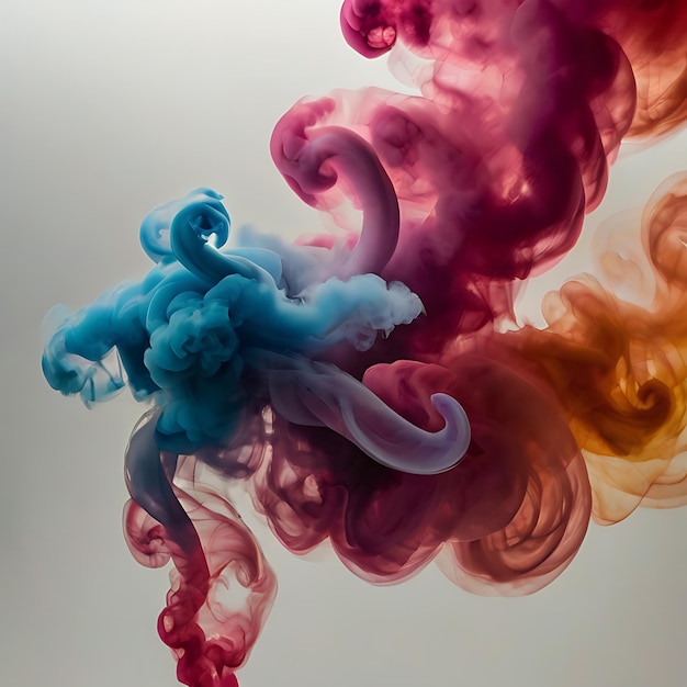 Una vibrante exhibición de humo multicolor gira con gracia a través de gnearado por IA