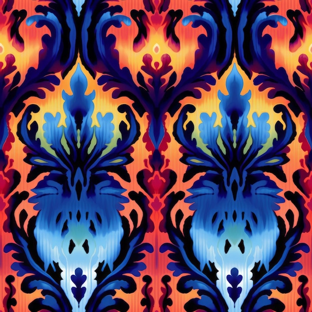 Foto vibrante fauvist brocade ikat padrão com ornamentação gótica