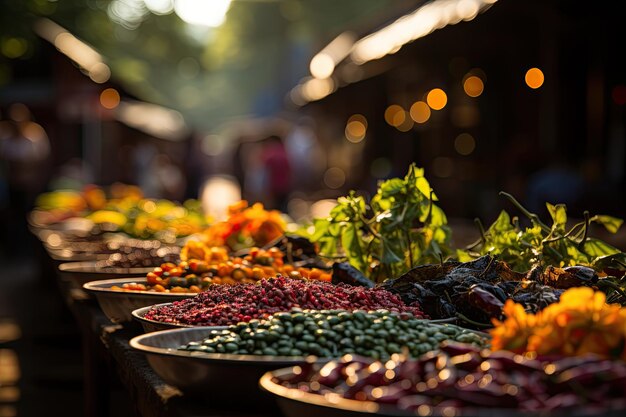 Vibrante feria muestra rica variedad de comida brasileña generativa IA