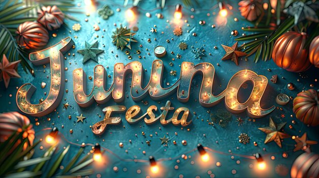 Foto vibrante festa junina celebração imagem temática com decorações brilhantes e ornamentos festivos