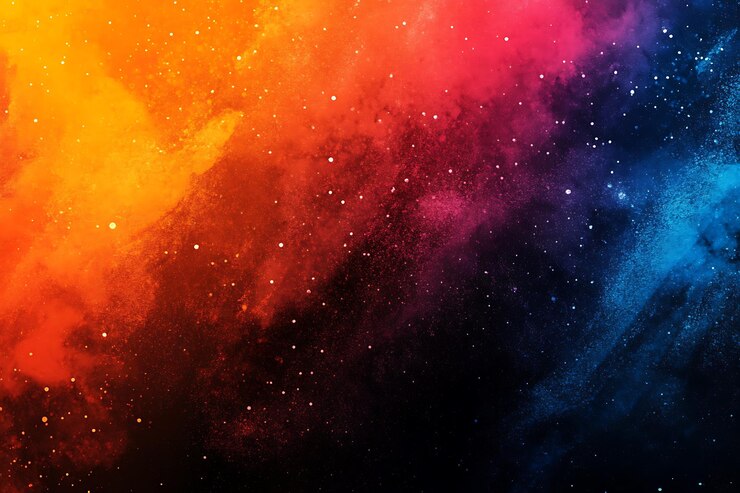 Vibrante fondo cósmico abstracto con colores brillantes y estrellas