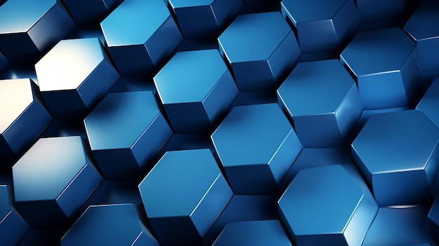 Vibrante fondo geométrico abstracto con intrincados elementos hexagonales en tonos de azul