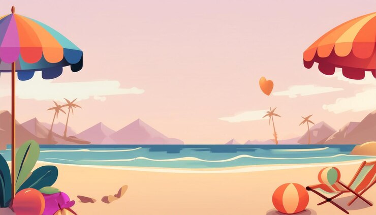 un vibrante fondo de vacaciones al estilo de dibujos animados ambientado en un paraíso tropical