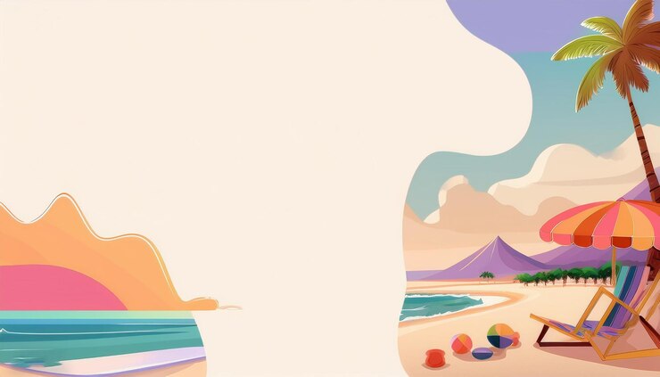 un vibrante fondo de vacaciones al estilo de dibujos animados ambientado en un paraíso tropical