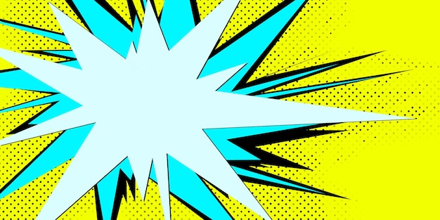 Un vibrante gráfico de explosión de estilo pop art en un fondo amarillo punteado que ejemplifica un concepto de diseño moderno dinámico 3D Rendering