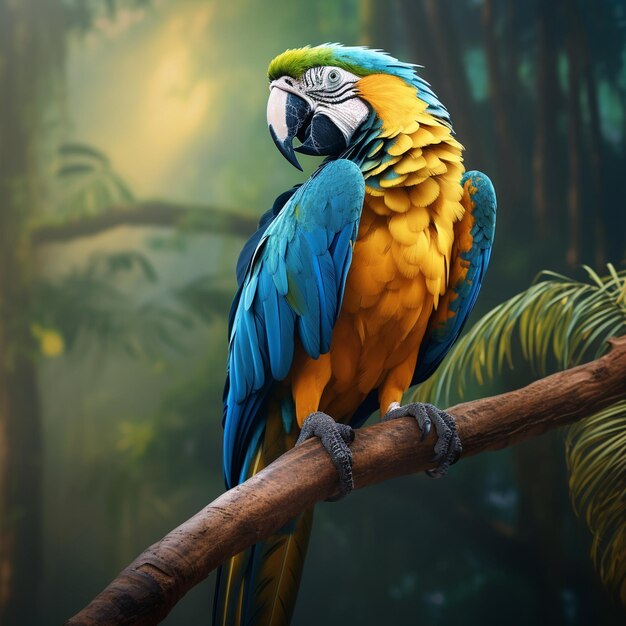 Foto el vibrante guacamayo dorado y azul