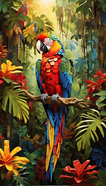 Vibrante guacamayo en la selva tropical brasileña Una majestuosa imagen de vida silvestre