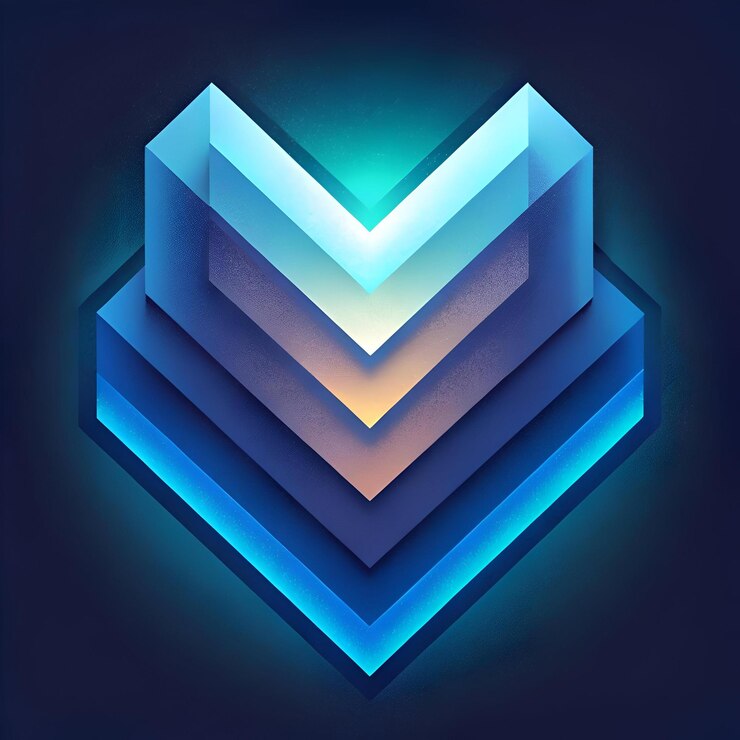 Foto un vibrante icono de flecha hacia abajo en 3d renderizado con un efecto de brillo futurista