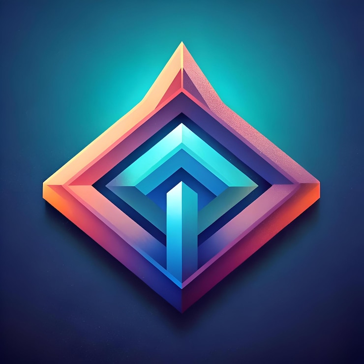 Foto un vibrante icono geométrico 3d con un diseño de diamante en capas