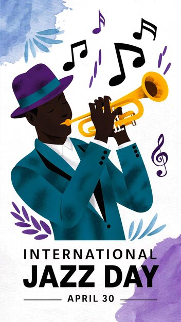 Foto una vibrante ilustración que celebra el día internacional del jazz