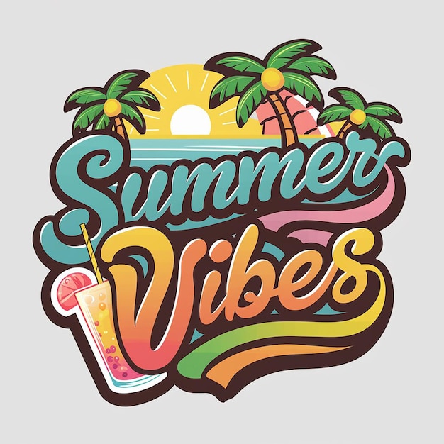 Foto una vibrante ilustración vectorial de un diseño de camiseta con tema de verano