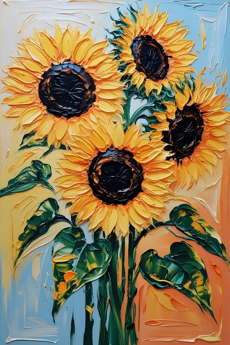 Vibrante imagen abstracta de girasoles