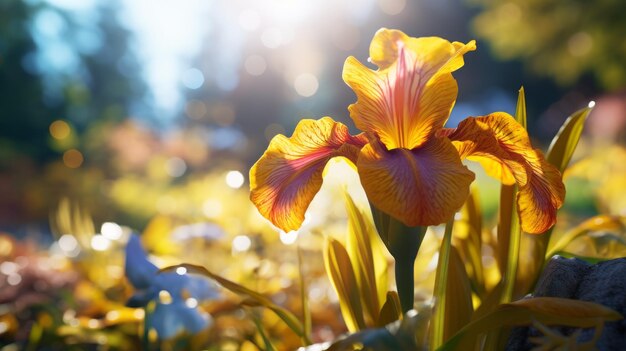 El vibrante iris florece en el jardín mitológico con colores de otoño