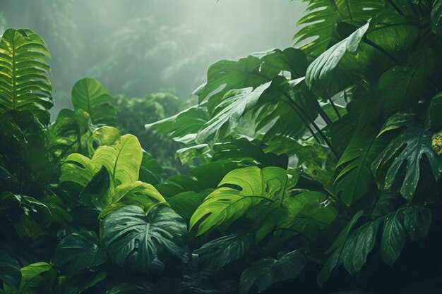 Foto una vibrante jungla prehistórica con un exuberante follaje verde