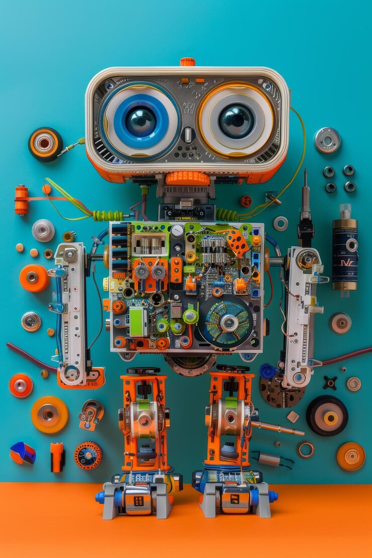 Foto vibrante kit de robótica diy para niños que fomenta el aprendizaje de stem a través de la creación de robots