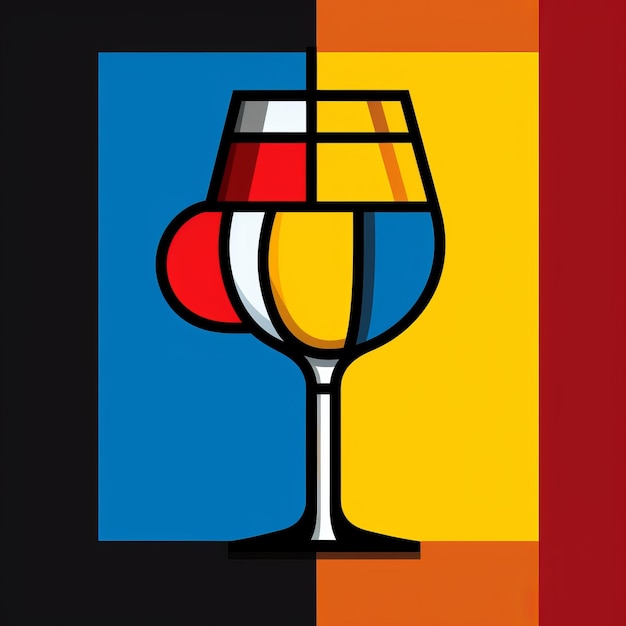 Vibrante logotipo belga de Witbier de compaixão com cores inspiradas em Mondrian
