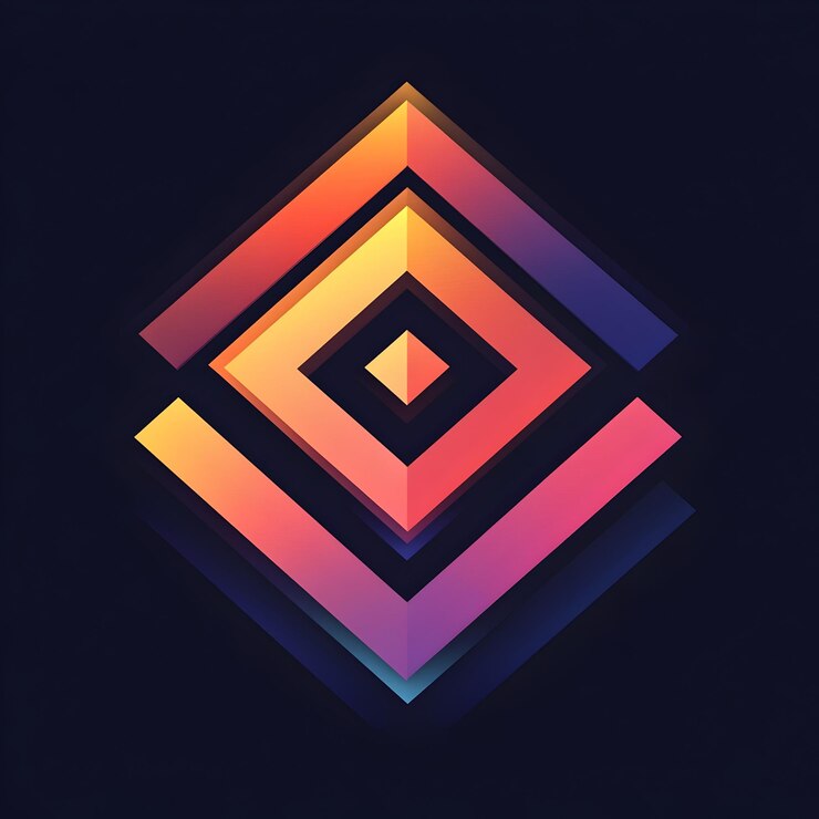 Foto vibrante logotipo geométrico que simboliza la precisión y la innovación