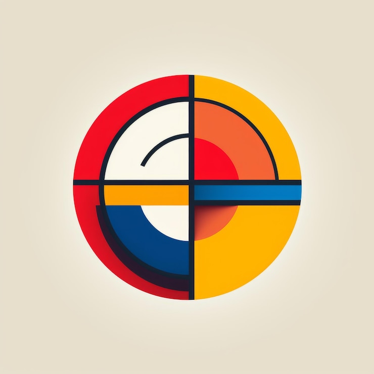Foto el vibrante logotipo de gueuze con colores inspirados en la bauhaus