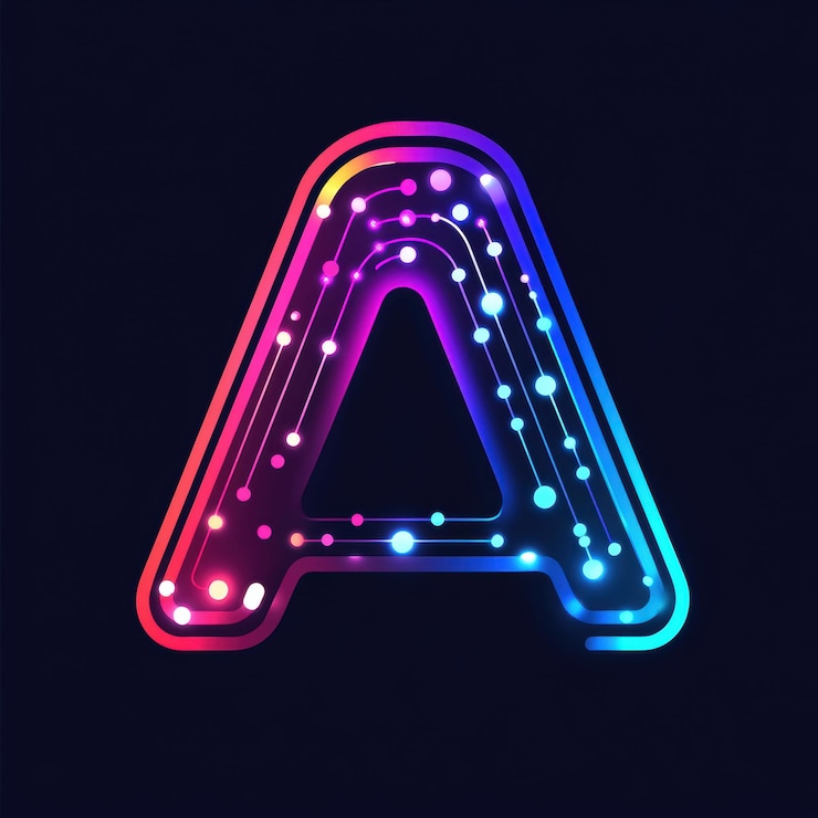 Foto vibrante logotipo de inteligencia artificial con patrones geométricos