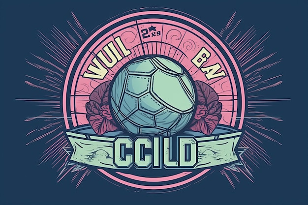 Foto vibrante logotipo de voleibol con letras azules y rosas, perfecto para equipos de clubes