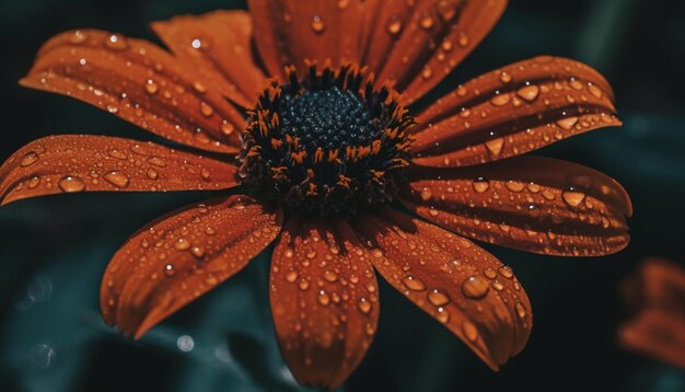 La vibrante margarita gerbera en una pradera húmeda refleja la belleza de la naturaleza generada por la inteligencia artificial