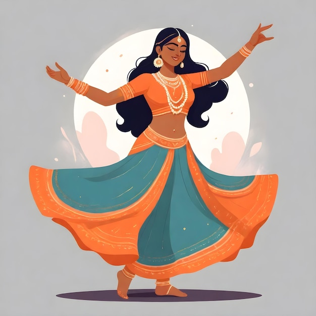 Foto vibrante mujer india bailando clipart