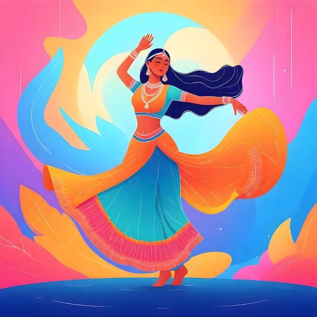Vibrante mujer india bailando Clipart