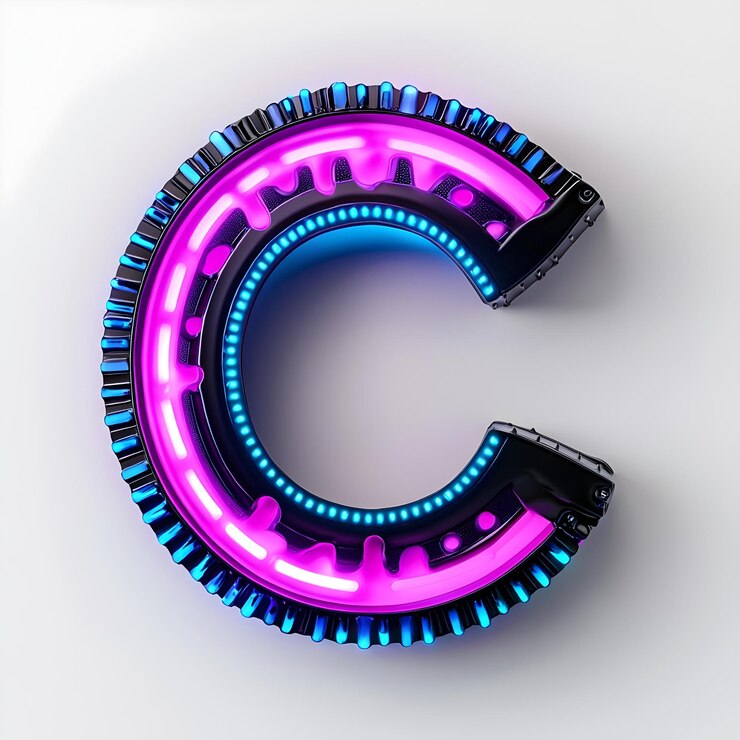 Foto vibrante neón 3d letra c llamativo diseño de letras futuristas
