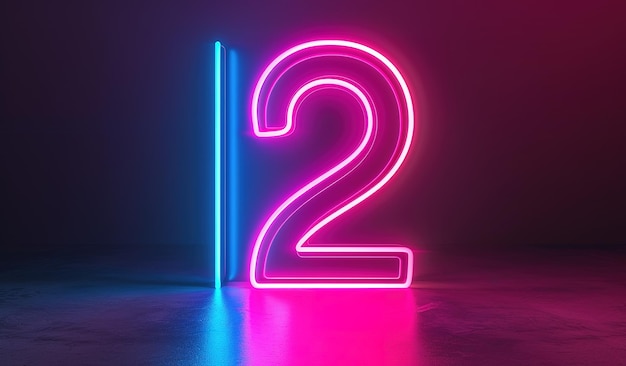 Vibrante Neon Número 12 Iluminado em Tons de Azul e Rosa Ideal para Eventos Aniversários e