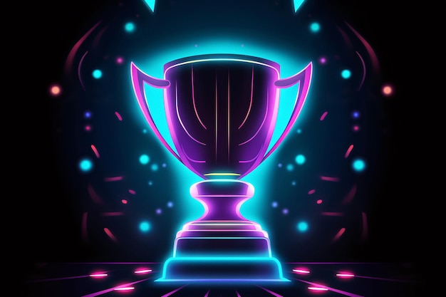 Vibrante Neon Trophy Closeup Uma imagem cativante para inspirar sucesso e motivação IA generativa