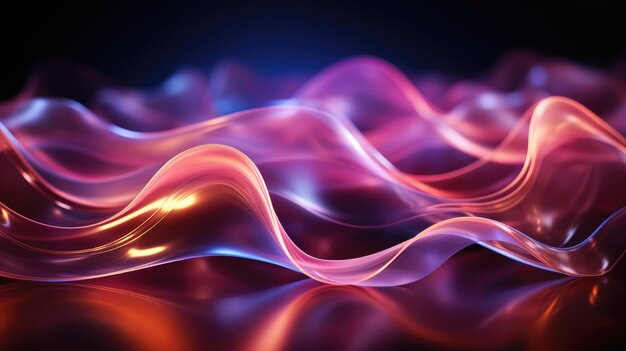 Vibrante onda holográfica de neón retorcida en movimiento