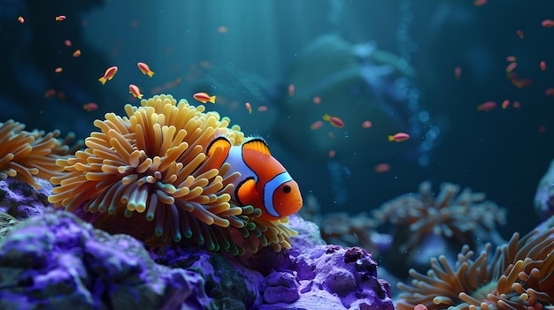 Vibrante paisaje marino submarino con peces coloridos en arrecifes de coral ideal para decoración educación marina y temas de naturaleza IA