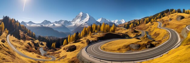 El vibrante paisaje de otoño del paso de Maloja, Suiza, es un destino de viaje popular en Europa.