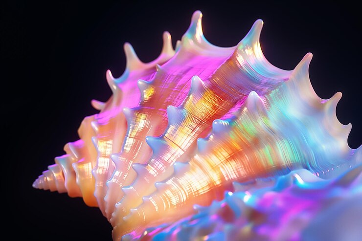 Foto este vibrante papel tapiz presenta una vista de cerca de una impresionante concha marina que muestra una variedad de coloridos patrones iridescentes y texturas detalladas que capturan la elegancia marina