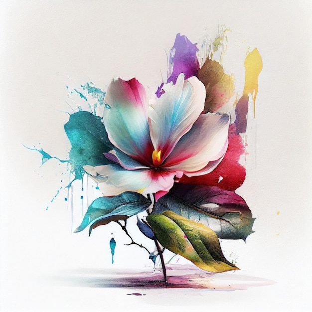 Vibrante pintura de acuarela de una flor generada por IA en resolución 8K Arte generado por red neuronal