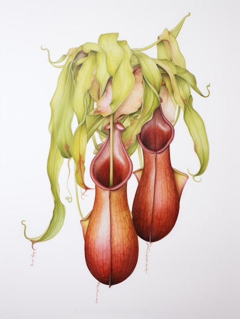 Vibrante pintura en acuarela de Nepenthes Rajah generada por IA