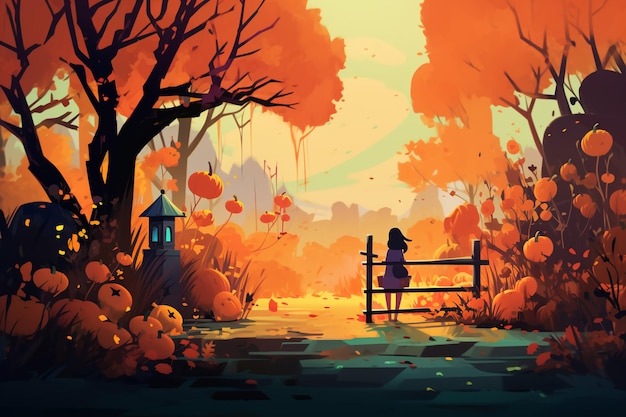 Vibrante pintura de otoño de Halloween Spooky Delights