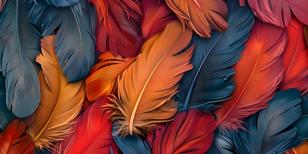 Vibrante plumaje de aves Textura de fondo Patrón de pájaros emplumados de colores telón de fondo generado por Ai