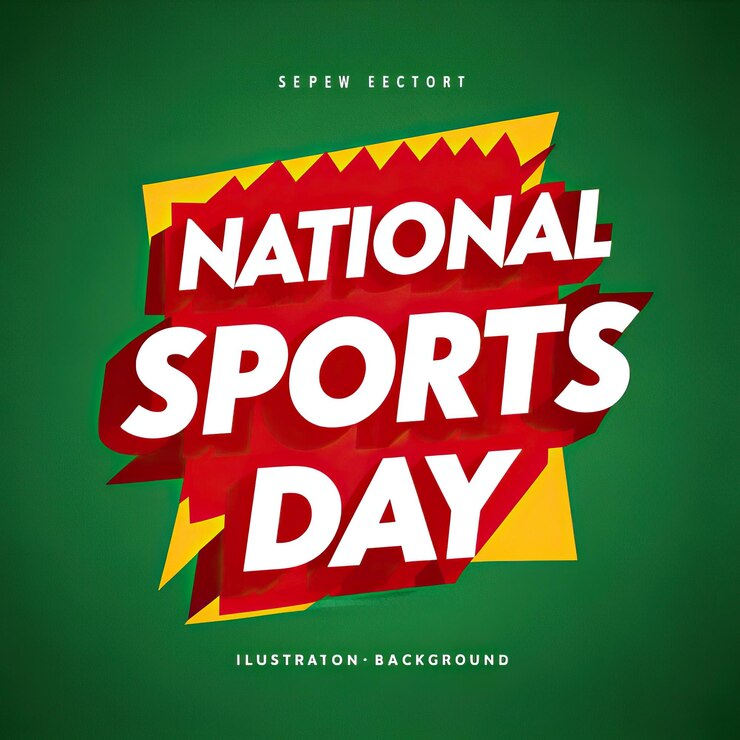 Foto vibrante poster del día nacional del deporte con la ilustración de la bandera
